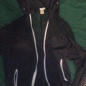 Bozzolo Black Utility Jacket with Hood and Contrast Details